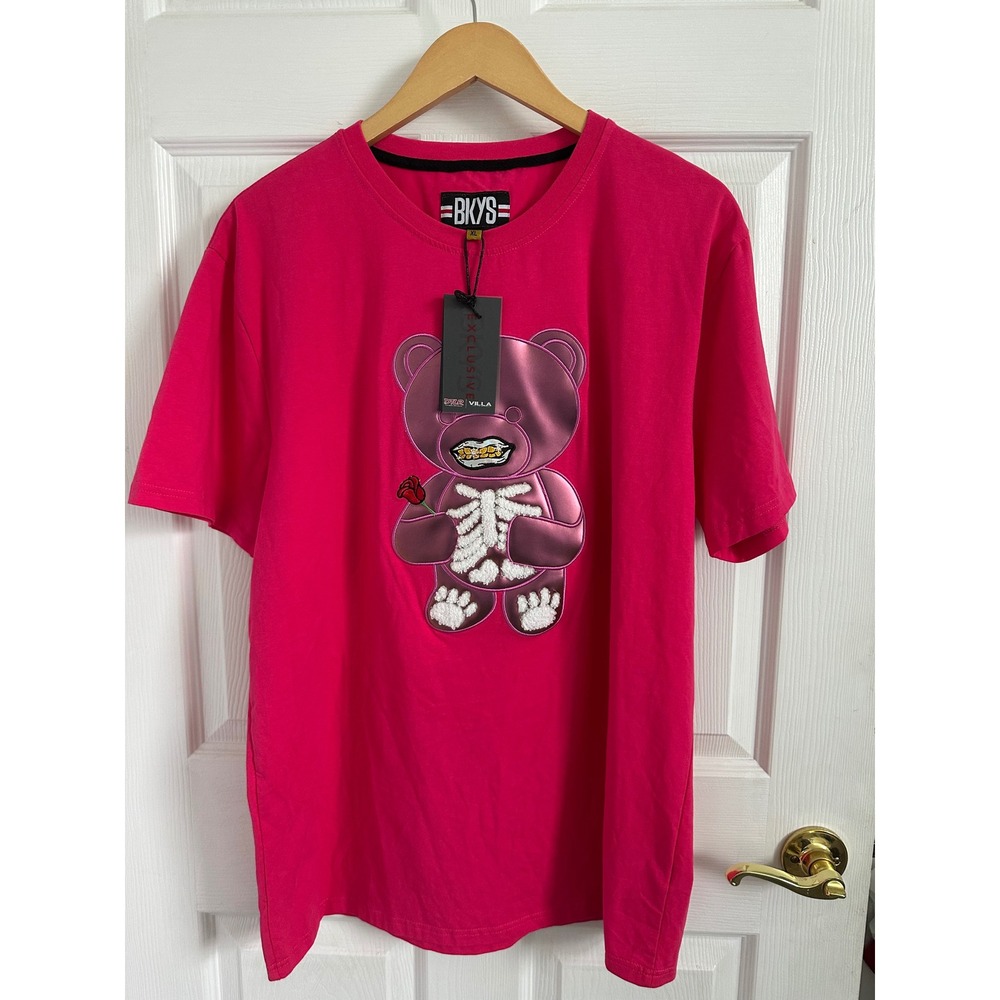 BKYS Bear Tee Pink XL NWT Reflective Embroidered Graphic DTLR Villa Exclusive